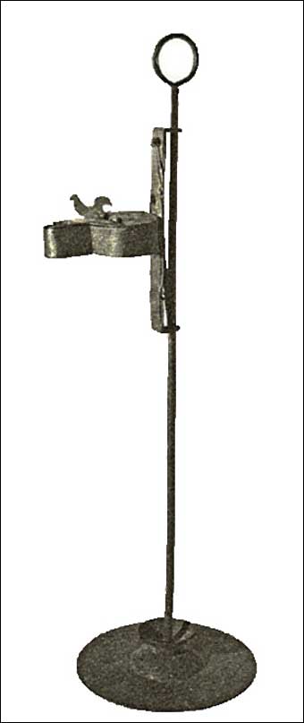 Early Lighting - English adjustable standing Betty lamp, ca. 17th Century