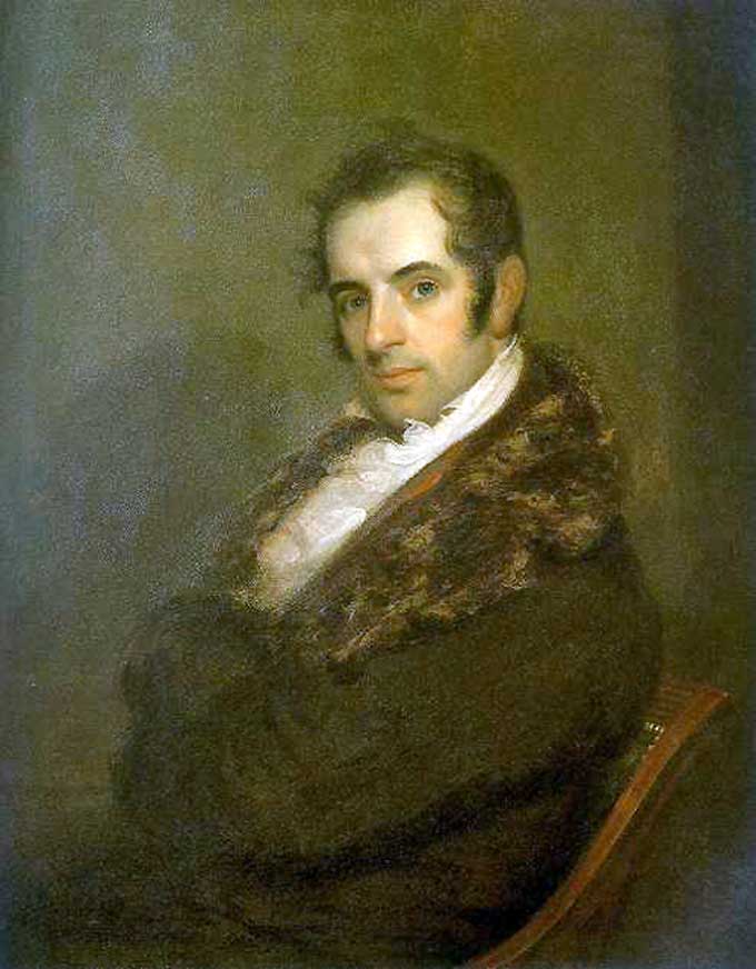 Irving Christmas - John Wesley Jarvis, painter, oil on wood. Washington Irving 1809
