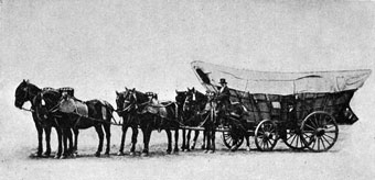 Conestoga Wagon - A man with his Conestoga wagon and team