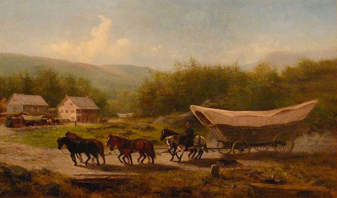 Conestoga Wagon - Photograph by Ed Meskens of a painting completed in 1883 by Newbold Hough Trotter (1827-1898), painting is in the State Museum of Pennsylvania